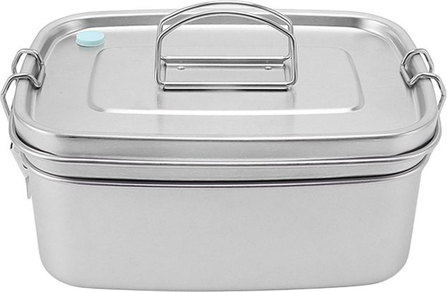 CosyHome Edelstahl Bento-Box Tragbare doppelschichtige Lunchbox in Weiß mit 1,5 l Fassungsvermögen - Bild 1
