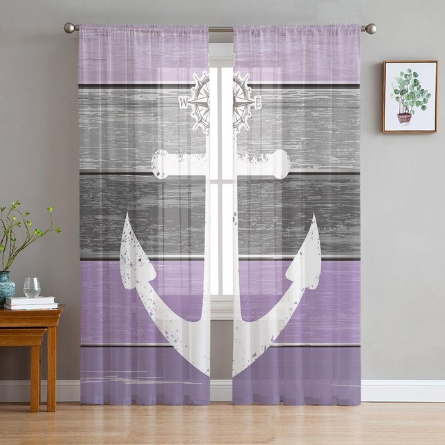 Super Six Transparenter Chiffon Vorhang Lavendel Lila Farbverlauf in Grau, Breite: 135 cm, Höhe: 114 cm - Bild 1