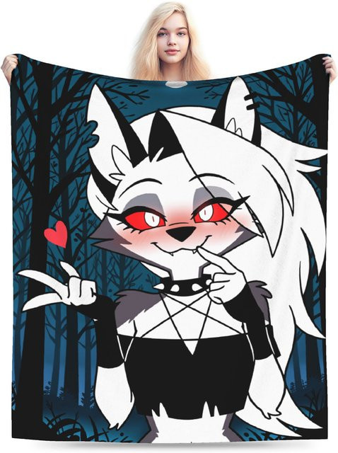 Loona Anime Flanell Plüschdecke für Kinder und Erwachsene, Helluva Boss Tagesdecke aus Polyester, Mehrfarbig - Bild 1