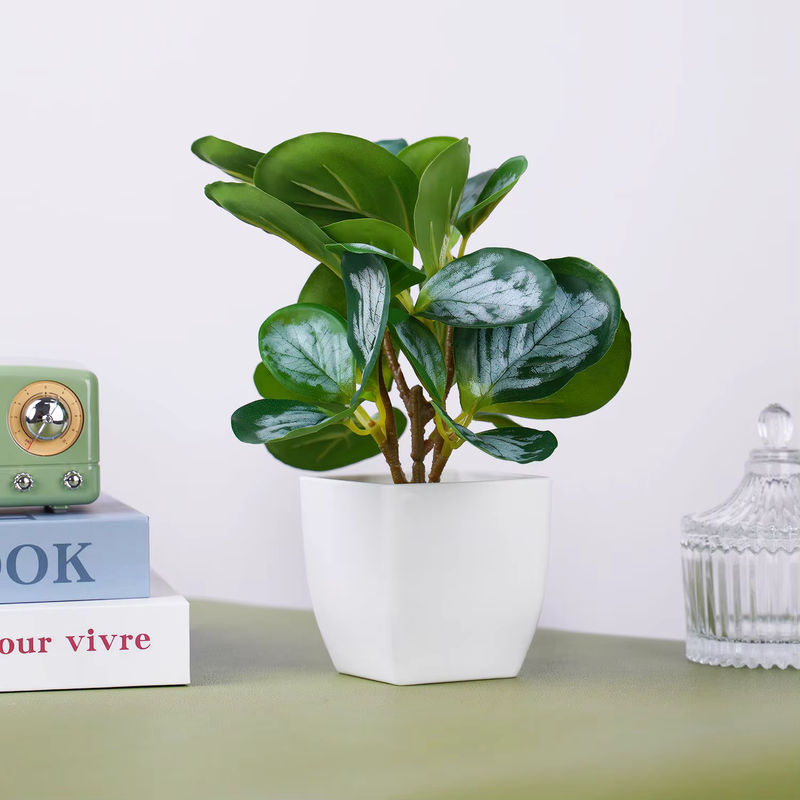 Uflower Künstlicher Bonsai in grünem Keramiktopf als minimalistisches Tischornament für dein Home Office oder Schlafzimmer - Bild 3