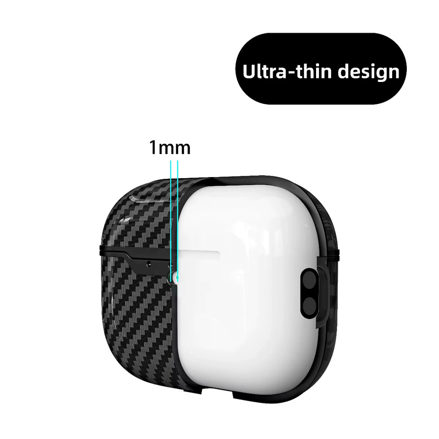Ultradünne TPU-Schutzhülle mit Kohlefaser-Textur für Apple AirPods Pro 1, 2, 3 und 4 in Schwarz und Grün - Bild 3