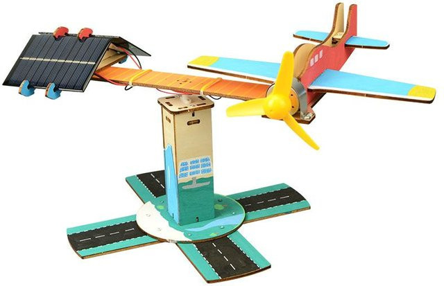 Fashnics DIY-Propellerflugzeug-Bausatz, solarbetrieben, Blau, ab 14 Jahren - Bild 1