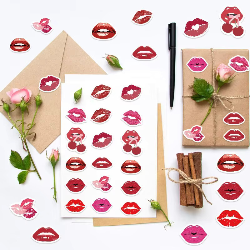Bunte Aquarell-Lippen Aufkleber Rolle für DIY Bastelarbeiten und Umschlagversiegelung in Mehrfarbig - Bild 3