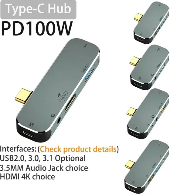 BSN USB-C zu HDMI und 3,5mm Klinke Adapter mit USB PD Konverter Hub Dockingstation für MacBook, Grau - Bild 1