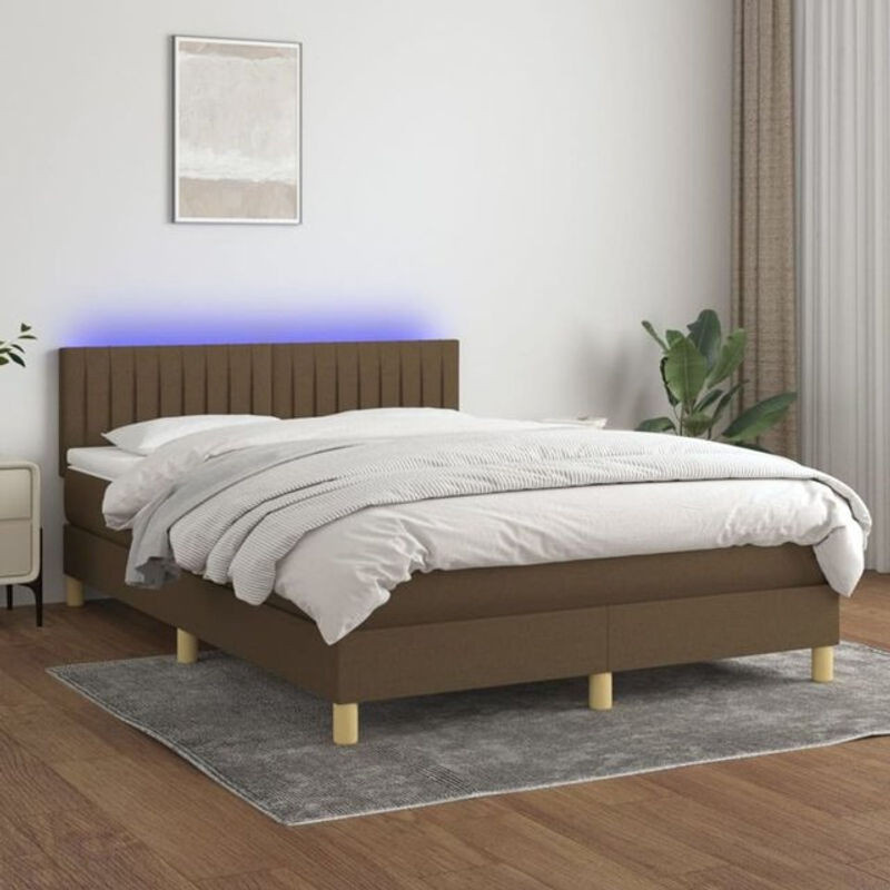 vidaxl Boxspringbett mit Matratze in Braun aus Stoff, B/T/H: 140 x 200 x 78 cm - Bild 1