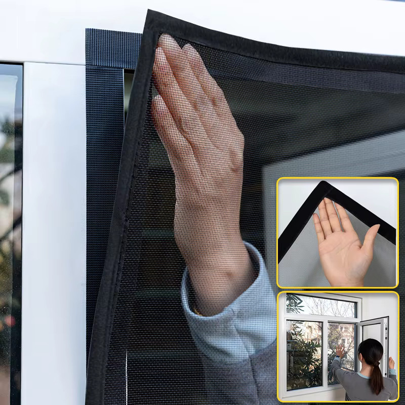MOJY Moskitonetz für Fenster in Schwarz, nach innen öffnendes Insektenschutzgitter aus Fiberglas-Tüll gegen Mücken und Fliegen - Bild 2