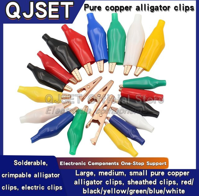 QJSET Reinkupfer-Krokodilklemmen-Set für Elektriker und Schweißarbeiten in Rot und Schwarz mit Schutzhülle, Größen: 28 mm, 35 mm und 45 mm - Bild 1