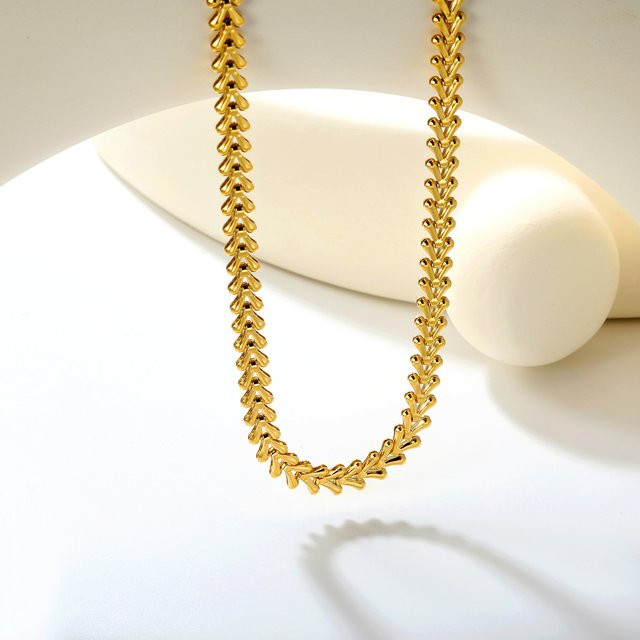 LUXUSTEEL Halskette Weizenähren, Gold, Damen - Bild 1