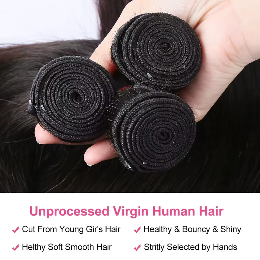 Fuduete Brasilianisches Virgin Hair Rohhaar-Extensions, 30-40 Zoll, 3-4 Bündel - Bild 5