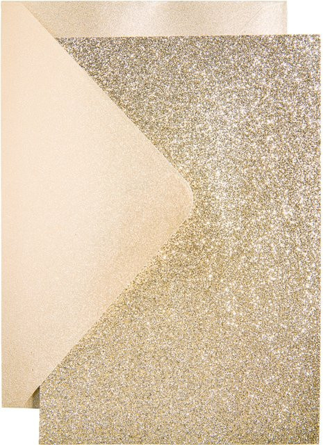 Rico Design Paper Poetry Karten- und Umschlagset in Gold mit Glitter-Effekt B6 - Bild 1