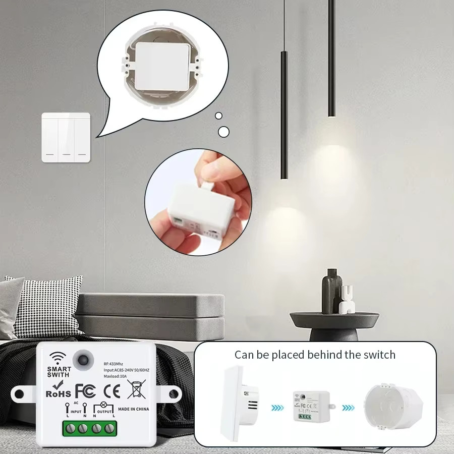 GGBEE RF 433 MHz Drahtlose Fernbedienung Smart Home Mini Relais Schalter in Weiß - Bild 2