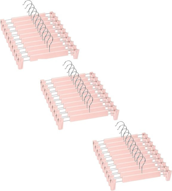 Jiajushuo Hosenbügel mit Clips und 360 Grad drehbarem Haken, platzsparende Kleiderbügel für Hosen, Röcke und Jeans, Rosa, 30er Pack - Bild 1