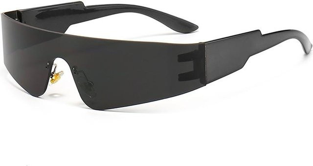 Sonnenbrille Y2K, randlos, oval, Kunststoff, Damen, silver, black - Bild 1