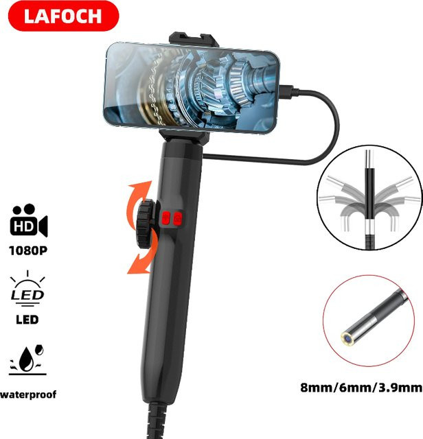 LAFOCH 360 Grad Gelenk-Endoskop Kamera mit Licht für Android und iOS in Schwarz - Bild 1