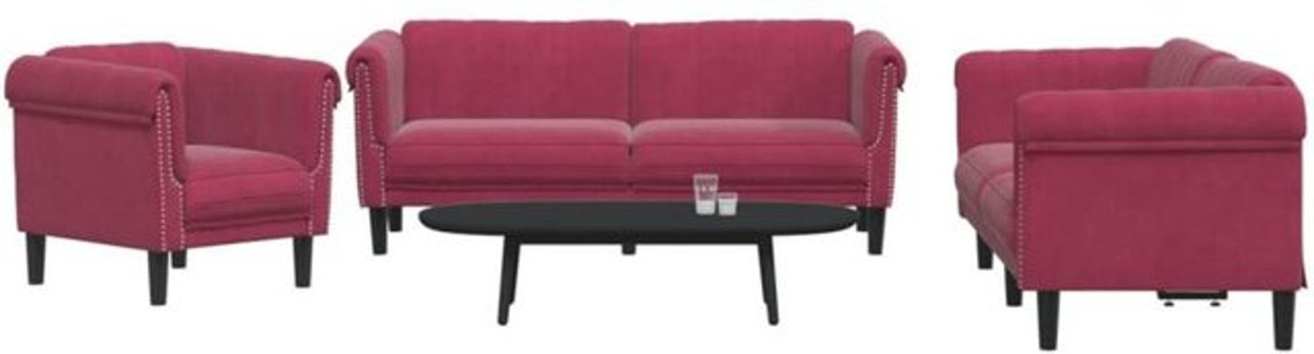 Vidaxl 3-tlg. Sofagarnitur in Rot im klassischen Design - Bild 1