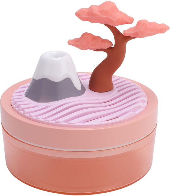 Mini Schreibtisch Luftbefeuchter Koogeelife mit Kirschbaum Landschaft Dekoration und buntem Licht, Weiß, 320 ml - Bild 1