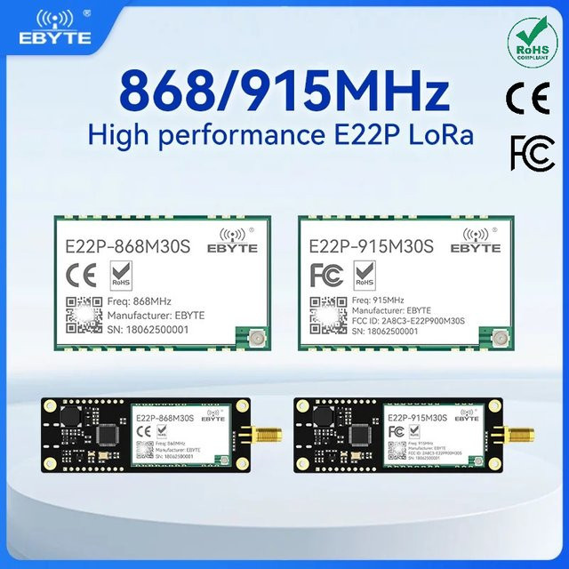 EBYTE E22P Serie LoRa Drahtlosmodul SX1262/SX1268 mit Spread Spectrum und 30dBm ESD über SPI für 433/868/915MHz - Bild 1