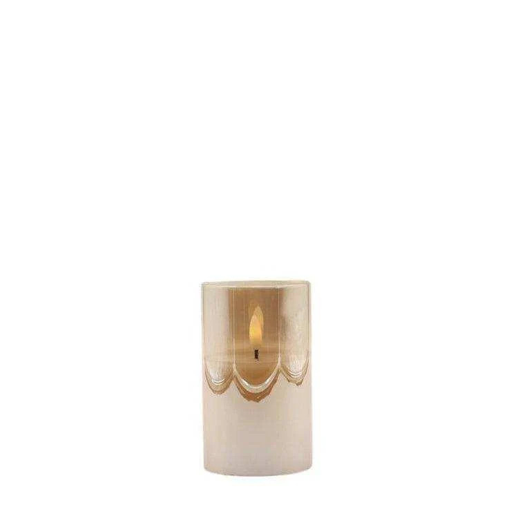 Mansion LED-Kerze in Gold mit Fernbedienung und Timer, zylindrisch, B/T/H: 7,5 x 7,5 x 12,5 cm - Bild 1