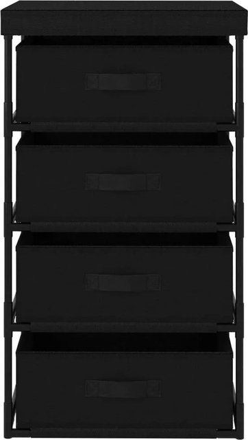 vidaXL Aufbewahrungsregal aus Stahl mit 4 Stoffkörben in Schwarz, B/T/H: 80,0 x 38,0 x 45,0 cm - Bild 1