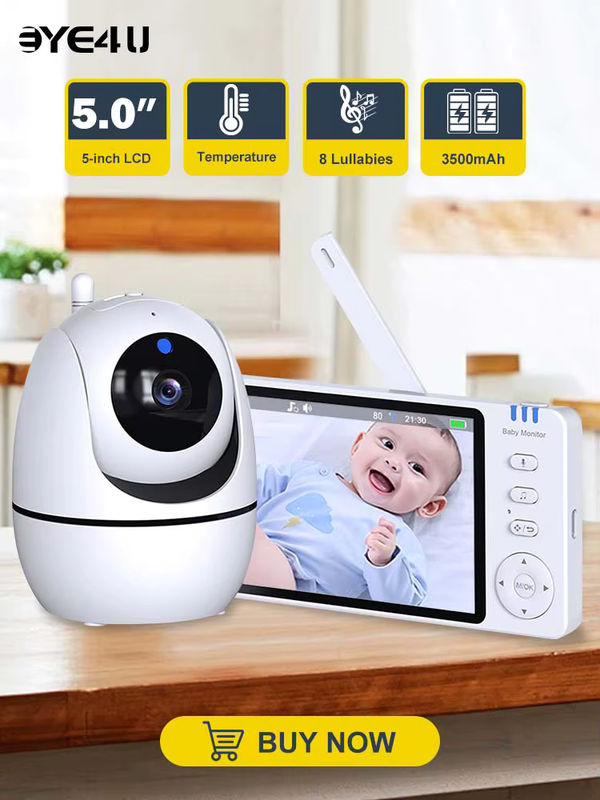 Eye4U 5-Zoll Video-Babyphone mit Kamera, PTZ-Zoom, Temperatursensor und Schlaflied zur Überwachung - Bild 7