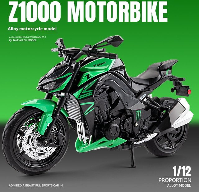 Maisto Kawasaki Z1000 Motorrad Modell, 1:12, Metall, Grün - Bild 1