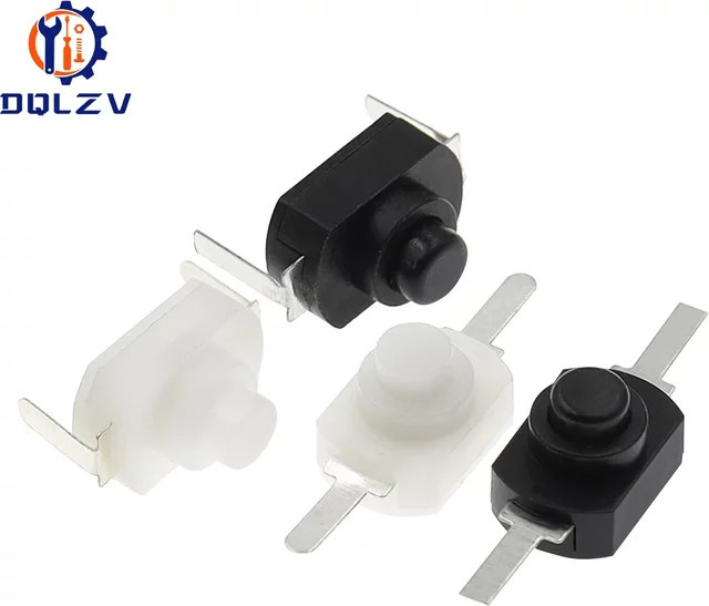 Mini-Drucktastenschalter 1208YD selbsthemmend für Taschenlampen, DC 30V 1A, Schwarz oder Weiß, Durchmesser: 12 mm, Tiefe: 8 mm - Bild 1