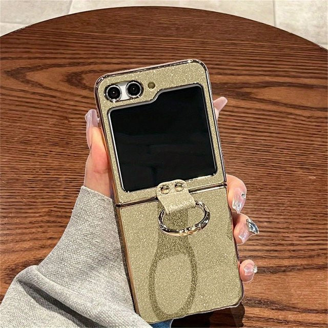 Luxuriöse Glitzer-Handyhülle mit Ring-Halter für Samsung Galaxy Z Flip 7 fe 6 5G in Pink - Bild 1