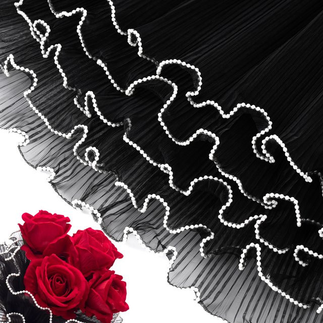 Schwarzes Blumen-Geschenkpapier mit Perlenkanten im koreanischen Design für Blumen und Hochzeitsgeschenke - Bild 1