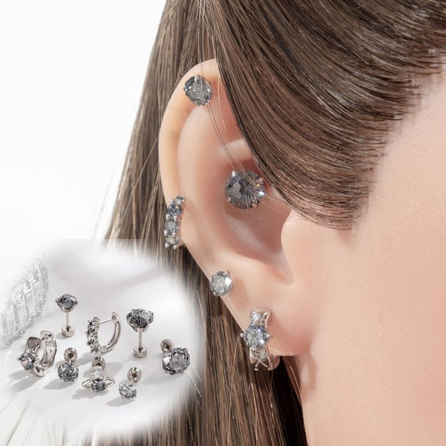 mling Blumen-Ohrstecker, Titan, Zirkonia, Damen - Bild 1