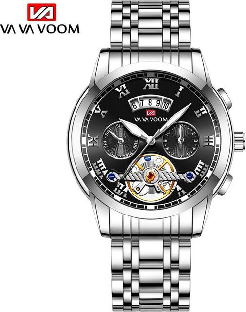 VA VA VOOM Armbanduhr Edelstahl, Quarz, Silber/Schwarz, 46,5 mm, Herren - Bild 1