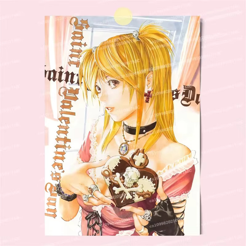 VIKAMA Death Note Anime-Wandteppich mit Light Yagami und Misa Amane, Mehrfarbige Leinwand Wandkunst für dein Schlafzimmer oder Wohnzimmer, Breite: 90 cm, Höhe: 60 cm - Bild 1