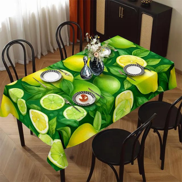 Rechteckige Tischdecke von JMG Household Supplies mit grünem Zitronenmuster, B/B/H: 100 x 160 cm - Bild 1