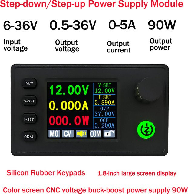 SK90C CNC Buck Converter 90W LCD Modul zur Einstellung von Spannung und Konstantstrom, 6V-36V, Schwarz - Bild 1