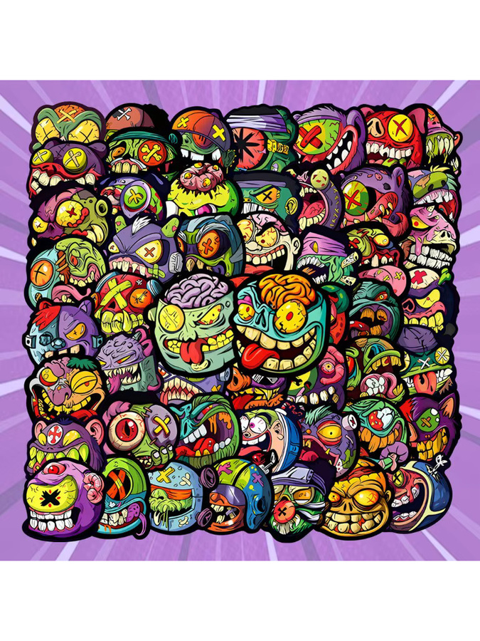 50 Stück Monster-Aufkleber in Multicolour, wasserfeste Graffiti-Sticker für Handyhülle, Skateboard und Helm von LanLanStickersWorld Store - Bild 5