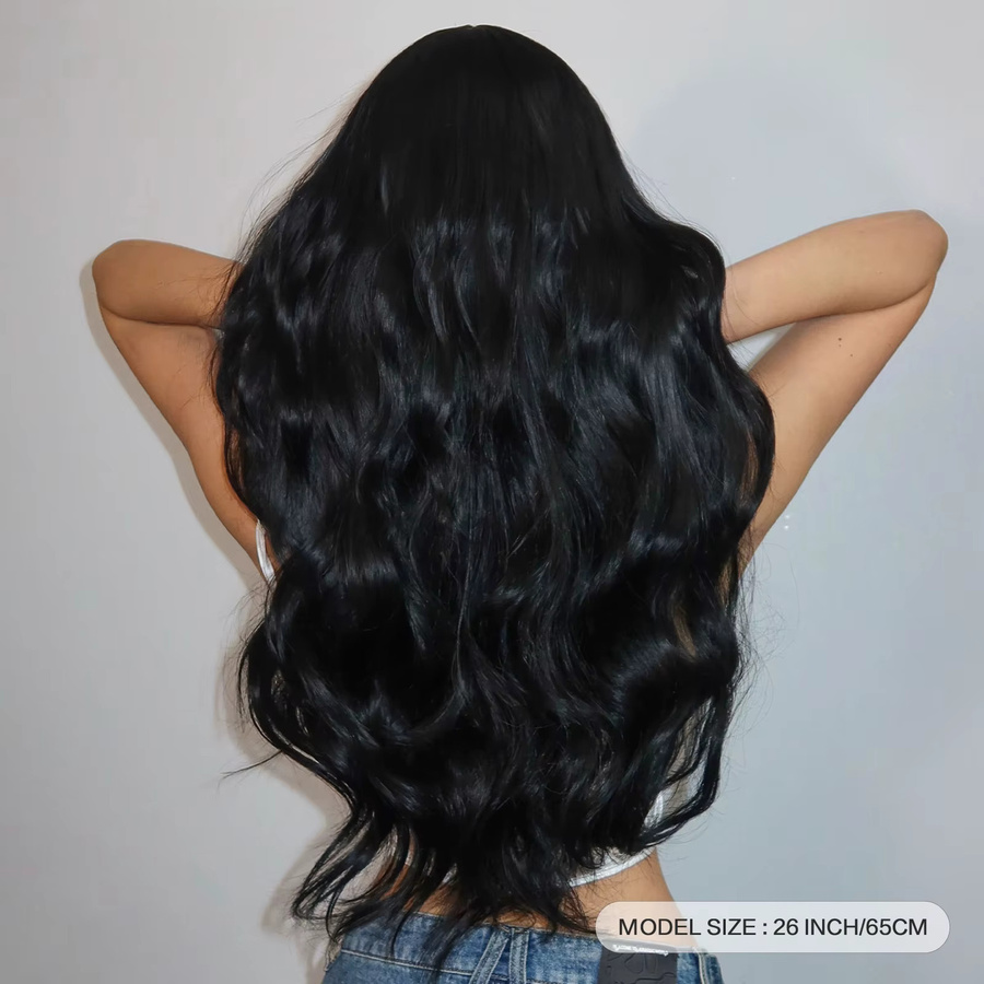 EASIHAIR Perücke, lang lockig, schwarz, synthetisch, mit Pony, Damen - Bild 3