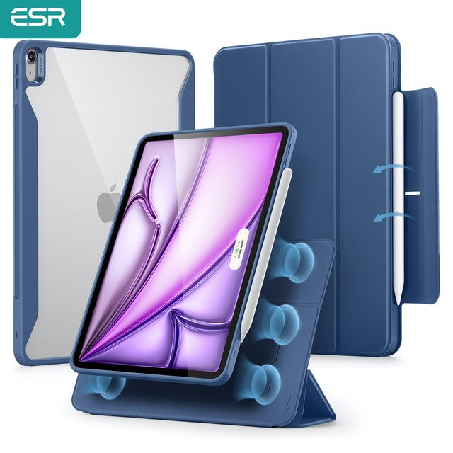 ESR Magnetische Hülle für iPad Pro 12.9 (6./5. Generation) und iPad Pro 11 Zoll (4./3./2./1. Generation) mit verstellbarem Ständer in Schwarz und Blau - Bild 1