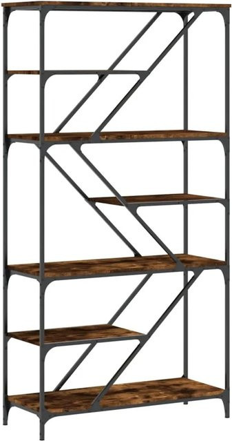 vidaXL Bücherregal im Industrie-Stil aus Holzwerkstoff und Stahl, Räuchereiche, Braun, B/T/H: 91 x 36 x 176 cm - Bild 1
