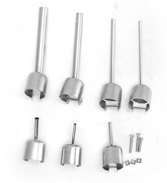 Koogeelife 7er Set Universal Heißluftpistolendüsen aus Edelstahl in Silber mit den Größen 10x10mm, 8x8mm, 5x5mm, 4x4mm und 3x3mm - Bild 1