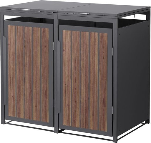 Mülltonnenbox ML-Design für 2 Mülltonnen bis 240 Liter aus Stahl in Anthrazit-Eiche dunkel B: 132 cm, T: 80 cm, H: 120 cm - Bild 1