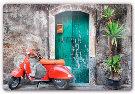 K&L Wall Art Glasbild Retro Vespa Wanddeko Multicolor B: 60 cm, H: 40 cm - Bild 1