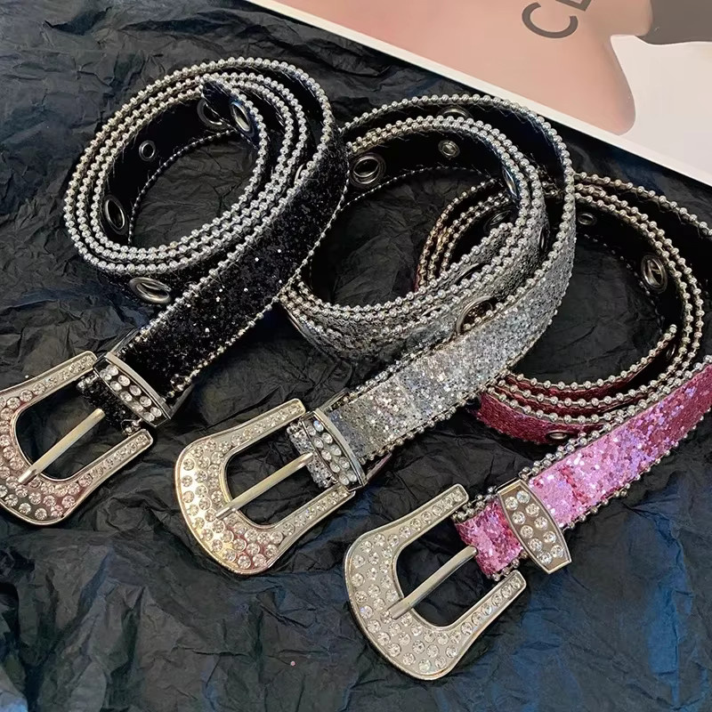 Gürtel mit Strass und Pailletten, Unisex - Bild 4