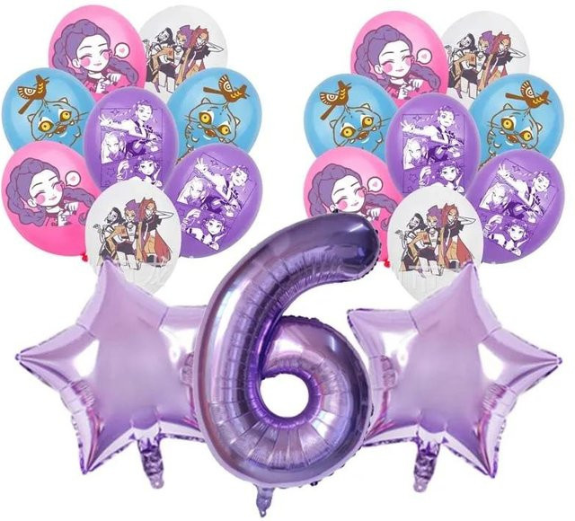 CRAZY FLY HS1 19-teiliges K-Pop-Dämonenjäger-Ballon-Set aus Metall in Mehrfarbig mit Musik und Zahlenballons zur Dekoration für Kindergeburtstage - Bild 1