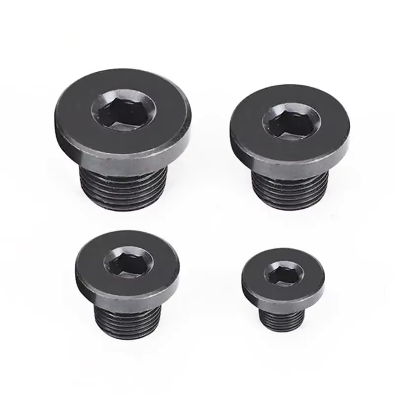 5 Stück BSPP-Endstopfenkappen aus Kohlenstoffstahl mit Flansch-Innensechskant in Schwarz für Hydraulik, Wasser, Dampf, Öl und Gas, Größen M8-M26 und 1/8''-3/4'' - Bild 2