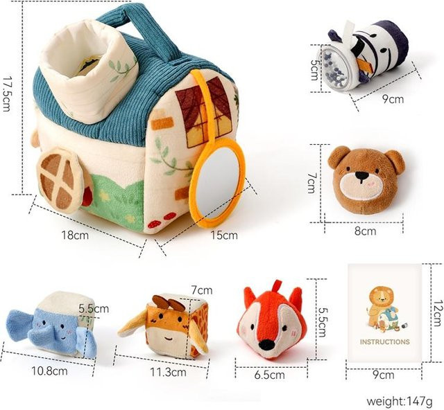 Binchi Montessori Babyspielzeug Plüschtier Simulation Bauernhaus Set, Plüsch / Textil, ab 0 Jahre - Bild 1