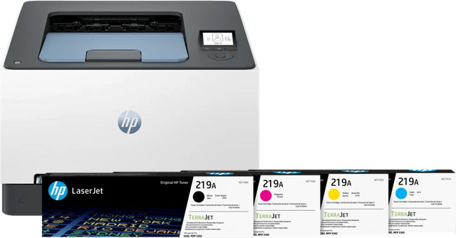 HP Color LaserJet 3202dw Farblaserdrucker in Weiß inklusive Toner-Ersatzset mit USB und Wi-Fi - Bild 1