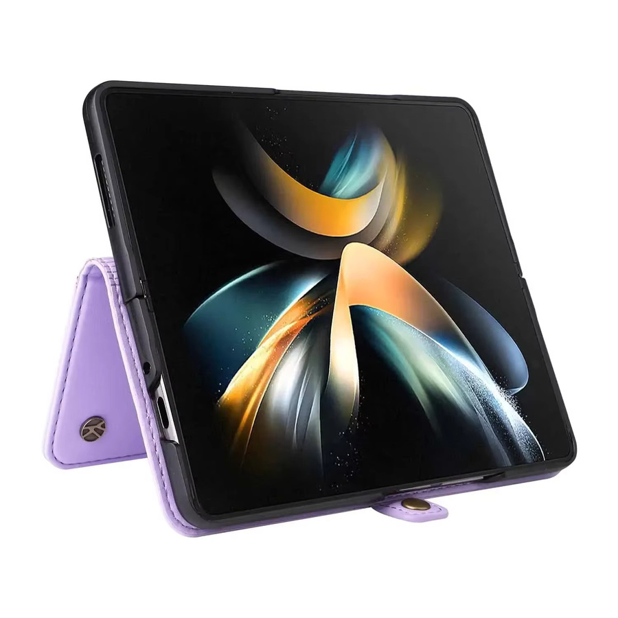 Brieftasche aus PU-Leder für Samsung Galaxy Z Fold 4 und Galaxy Z Fold 3 5G in Lila mit Kreditkartenfächern - Bild 3
