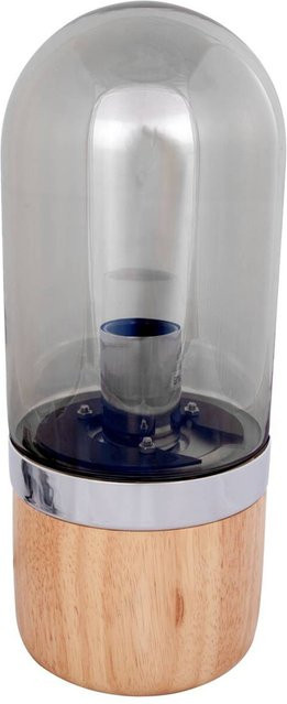 Kayoom Tischleuchte Malbi in Grau und Holz mit Glas-Kuppel, B/T/H: 14 x 14 x 33 cm - Bild 1