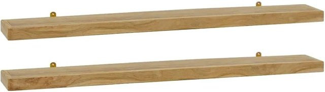 vidaXL Wandregale Set aus 2 Stück aus Massivholz Teak in Braun, B: 110 cm, T: 15 cm, H: 4 cm - Bild 1