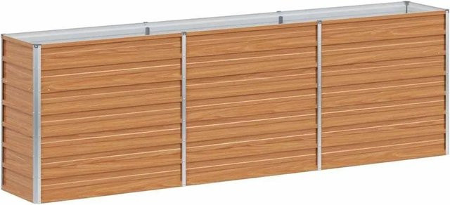 vidaXL Hochbeet aus verzinktem Stahl in Hellbraun, B/T/H: 240 x 40 x 77 cm - Bild 1