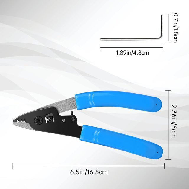 Bomurphy Glasfaser-Abisolierwerkzeug mit 3-Port-Loch, 6-Zoll-Griff und Sechskantschlüssel, verstellbar für Jacke, Puffer und 125 μm-250 μm Beschichtung - Bild 1